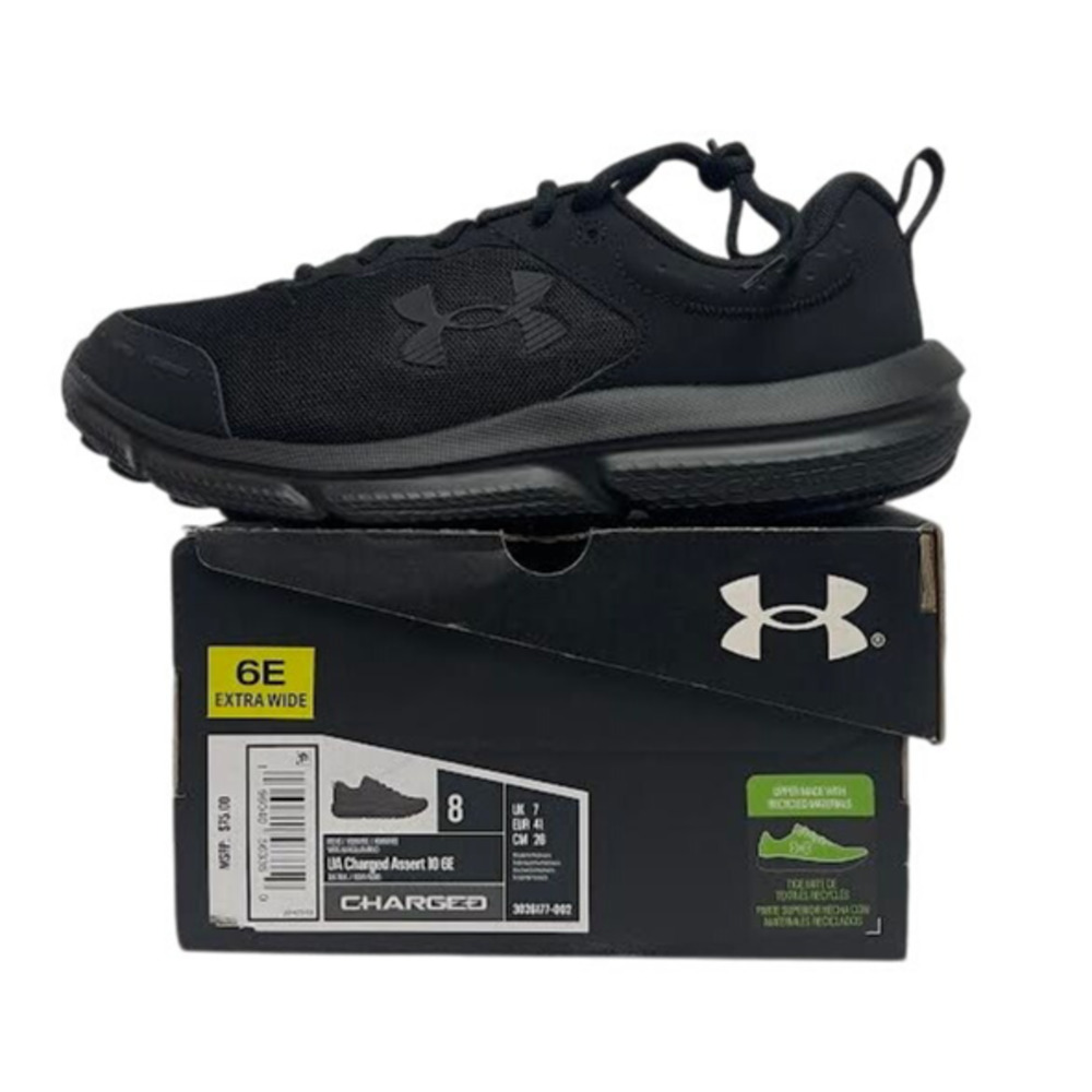 NEW! Under Armour Men's Charged Assert 10 Running Shoe BLACK 8